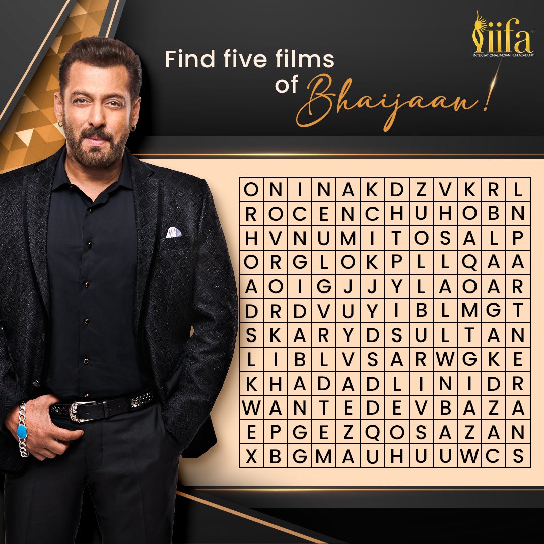 Can you spot all the five films of #SalmanKhan? 🥰 If you find all, tell us your answers in the comments. ⬇️ #IIFA #Bollywood #Crossword
