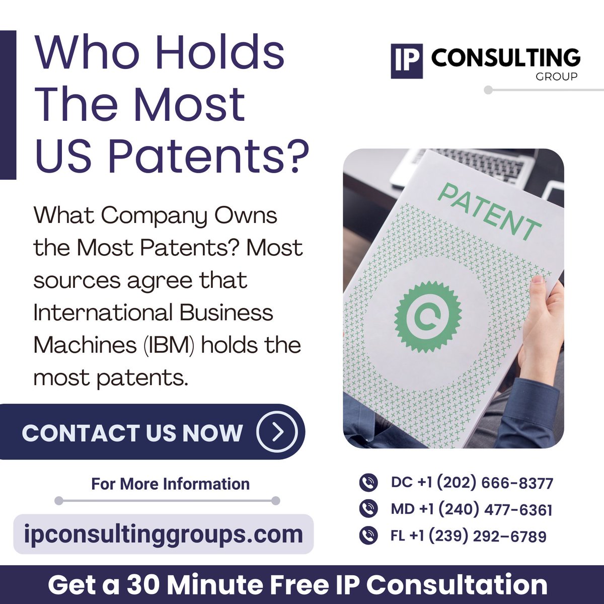 Who Holds The Most US Patents?

#ipconsultinggroup | #intellectualproperty | #freeconsulting | #patentlaw | #patentright | #patentattorney | #patentlawyer | #ipattorney | #investors | #inventors
 
#DeadpoolAndWolverine | #WeSTILLDontTrustYou | #iPhone | #Cryptocurency | #FISA