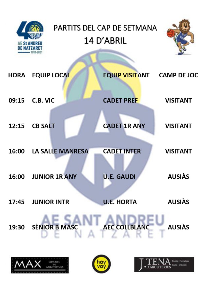 AESANTANDREUNAT's tweet photo. Tenim una nova jornada a tocar amb els partits dels Sèniors com els destacats de la setmana. Som-hi SAN!!! #socblau #socSAN #bressol #enfemení https://t.co/8SHEd1i1bM