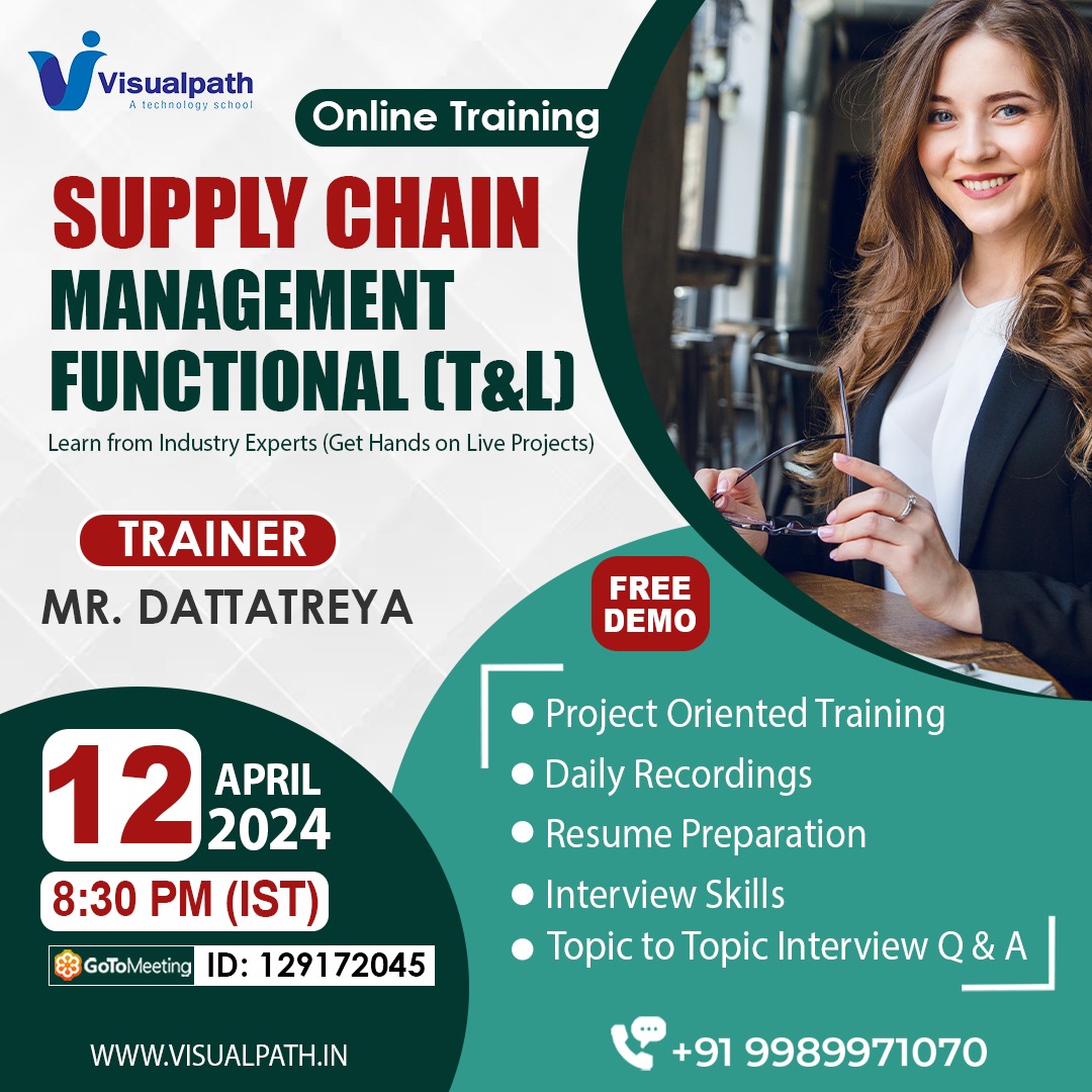 VisualpathPro's tweet image. Join Now: bit.ly/4ap7DYX
Attend Online #FreeDemo On #Supplychainmanagement Functional(T&L)
Demo on: 12th April, 2024 @ 8:30 PM (IST)
Call on: +919989971070
WhatsApp: bit.ly/47eayBz
🌐Visit: visualpath.in/ms-dynamics-op…
#D365 #student #education #online #training