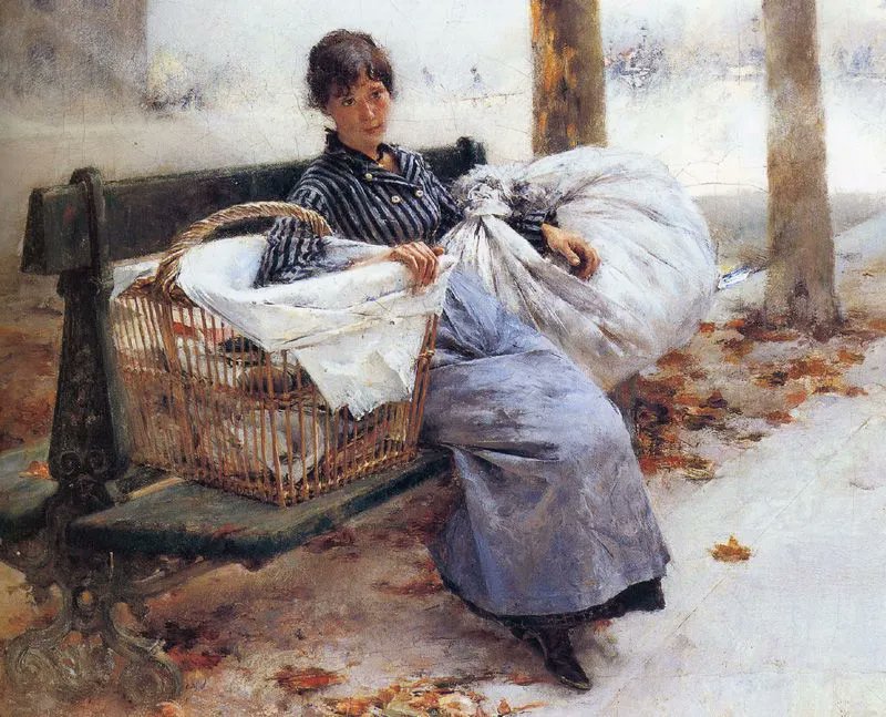 ¡Buenos días y feliz viernes! 'Lavandera', del pintor francés Pascal Dagnan-Bouveret (1852 – 1929).