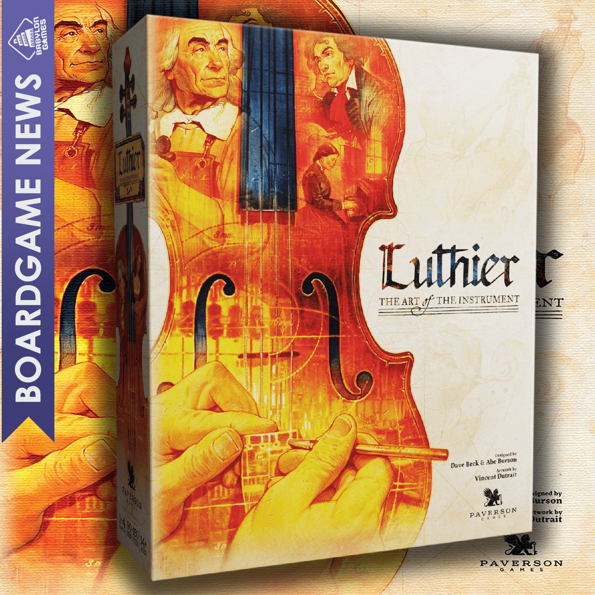 Luthier by @paverson 

📐: Dave Beck, Abe Burson
🎨: Vincent Dutrait
🧍: 1-4 players
⏱️: 60-120 min

boardgamegeek.com/boardgame/3713…

#boardgames #juegodemesa #geek #meeple #brettspiele #game #graplanszowa #jeuxdesociete #boardgame #ボードゲーム