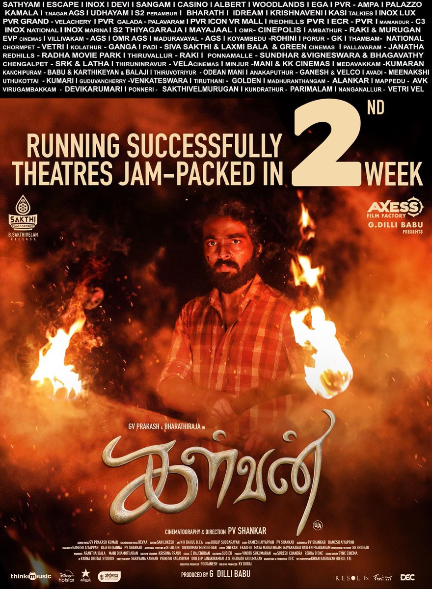 #Kalvan rocking 80+ theatres in its second week💥Packed houses and roaring applause🔥Book Your Tickets Now ✨

#KalvanInCinemas

BMS- bit.ly/3TKp92q

TicketNew- bit.ly/3xdbs4A

A @gvprakash Musical 🎶 
Background Score @revaamusic