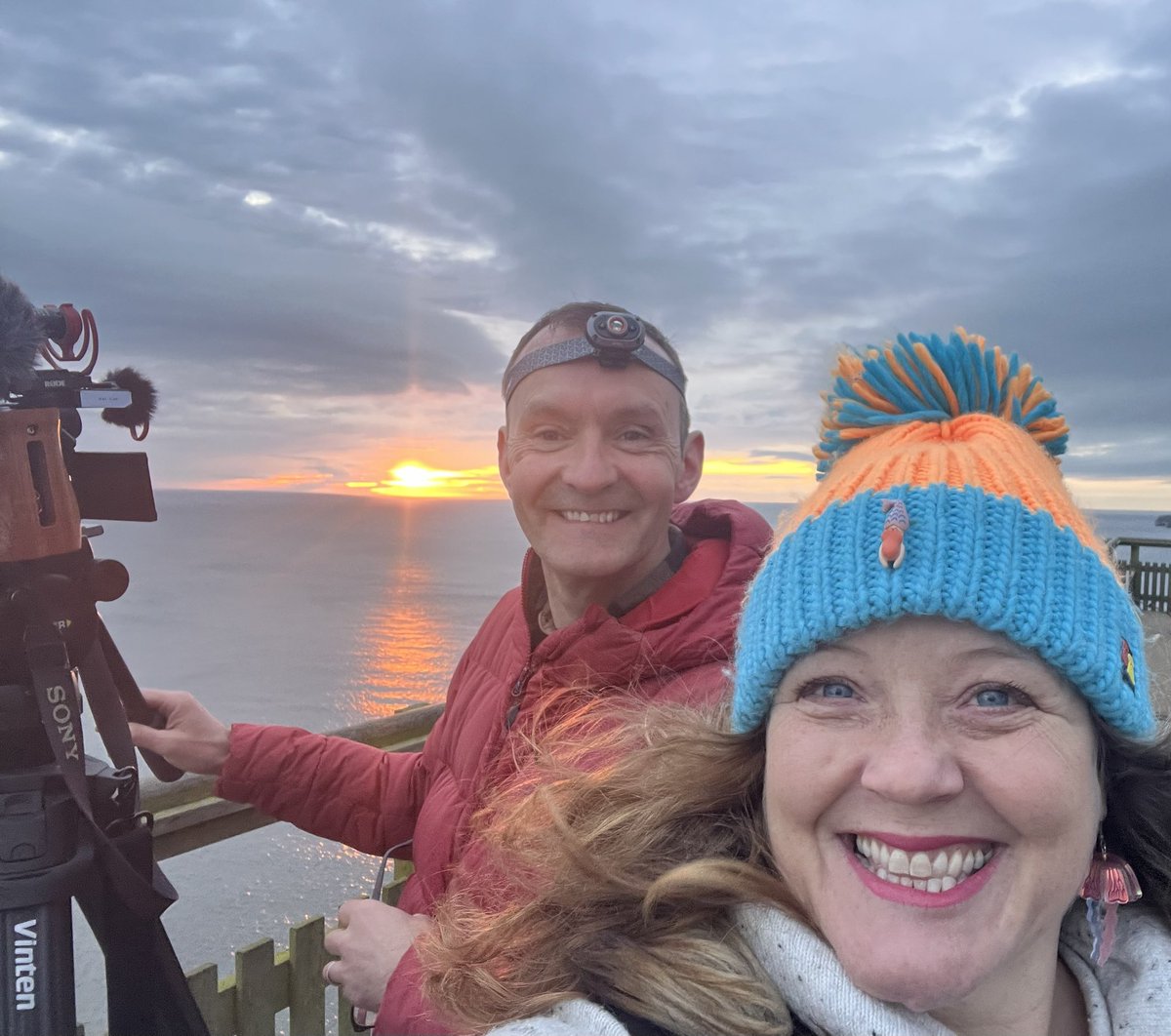 We got the sunrise!! See and hear it @looknorthBBC later 🌅🥰🐧🐦🌊