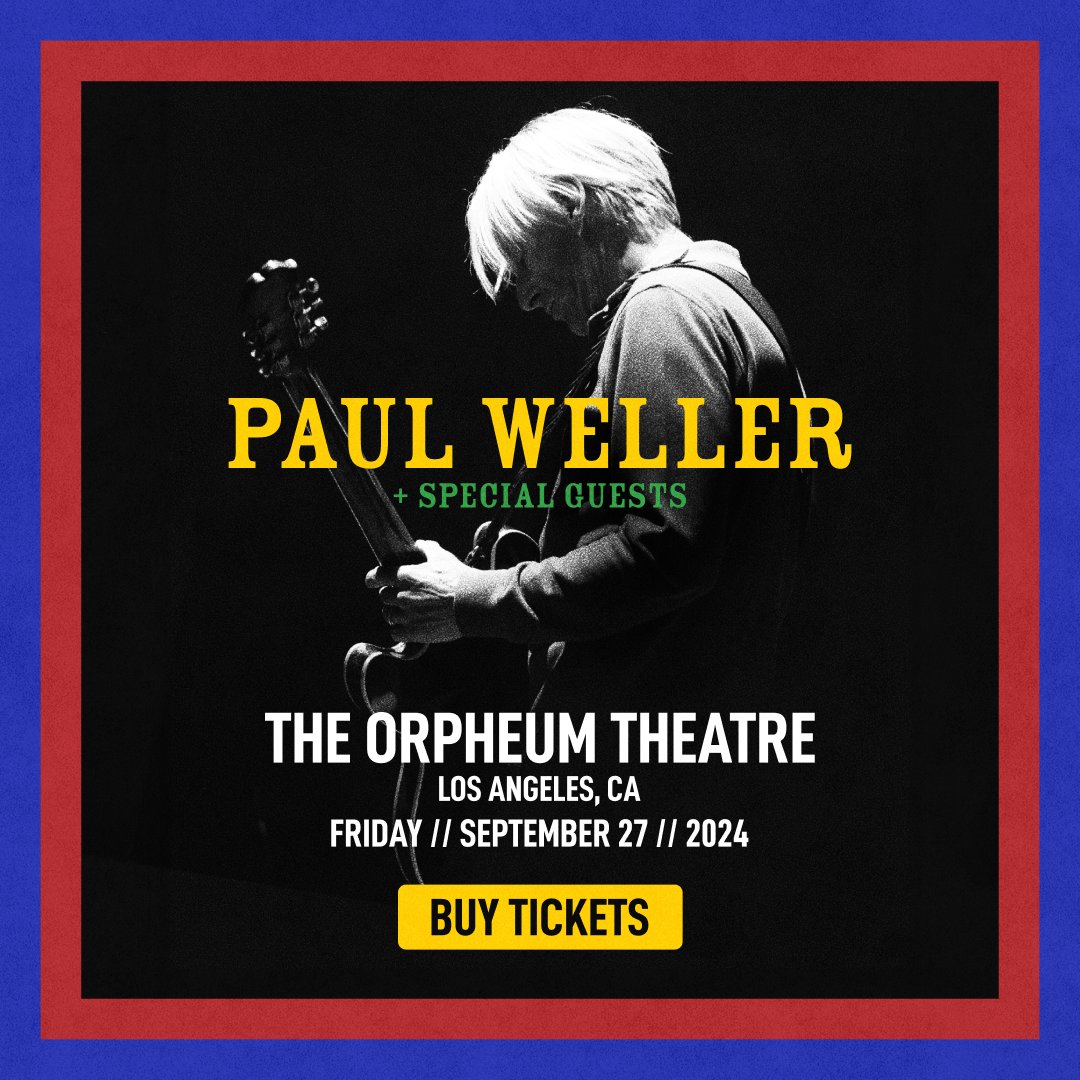 🧡 Members Only: Paul Weller and special guests stop by The Orpheum Theatre on September 27! Tickets on sale now at Ticketmaster.com #giveaway #thesocalsound #livemusic #concerts #paulweller