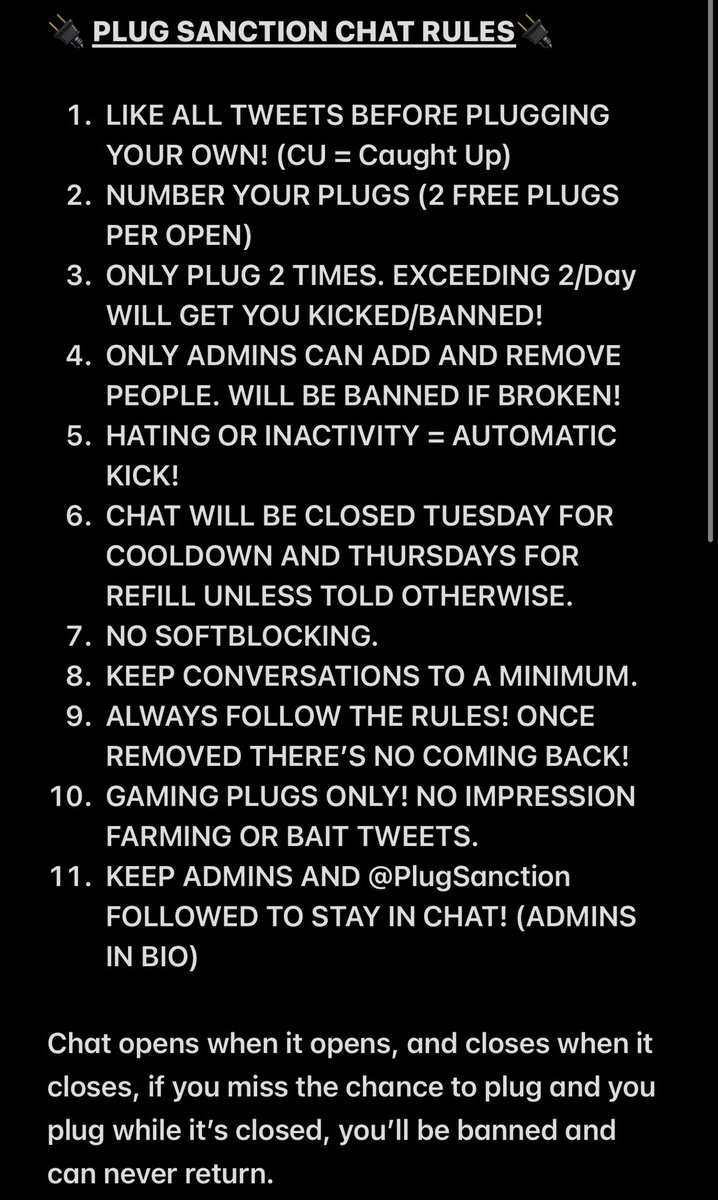 PlugSanction's tweet image. STAY INFORMED ON THESE. BREAK THEM AND YOU’LL NEVER BE IN THE CHAT AGAIN.