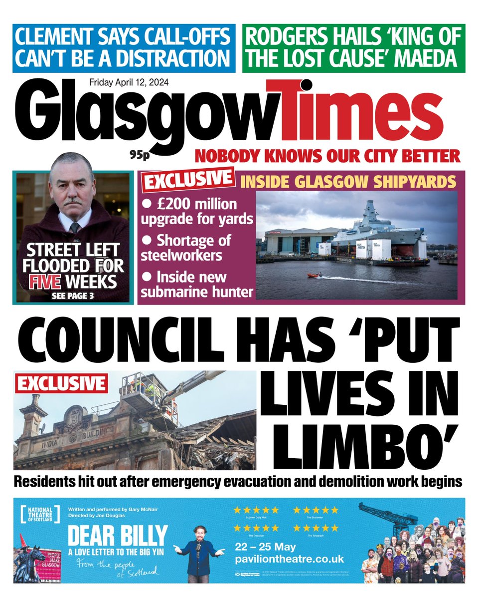 Good morning, here it today's front page of the Glasgow Times 🗞#buyapaper