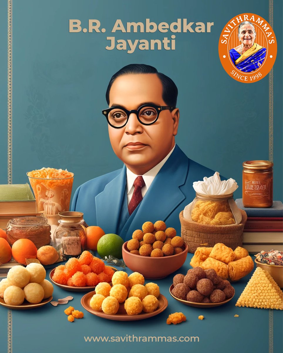 Celebrate Ambedkar Jayanti with Savithrammas' Snacks! Enjoy our exclusive sweets, snacks, podulu, pickles, and vadiyalu. Worldwide shipping available. Visit savithrammas.com #AmbedkarJayanti #TasteOfTradition 🌼🍬