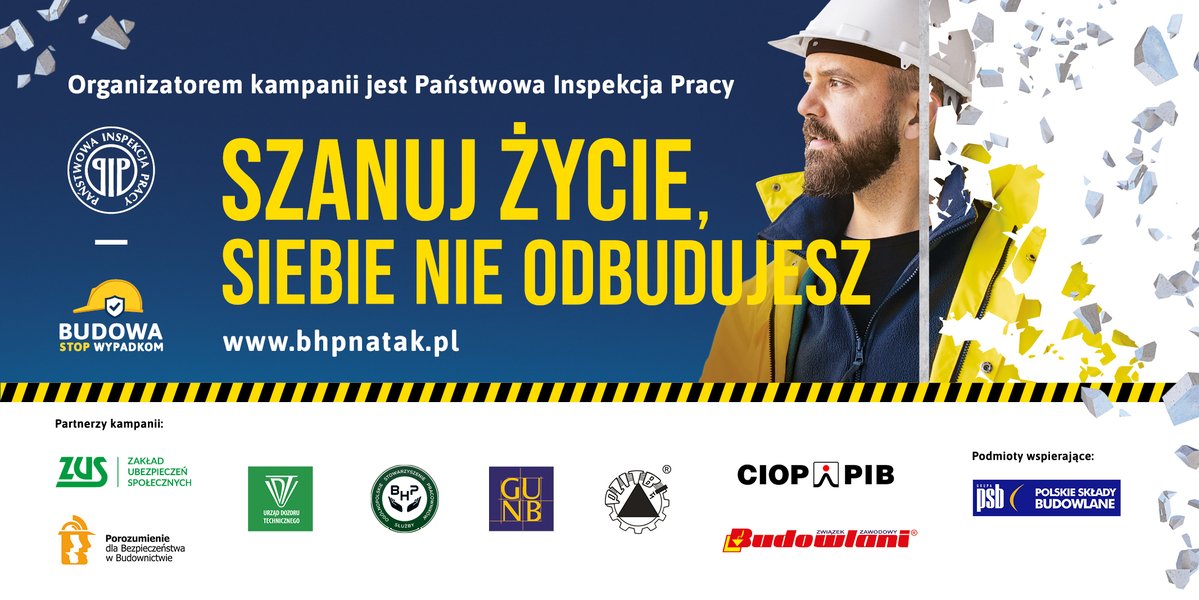 🏗️ #Budownictwo to branża, w której często dochodzi do wypadków o poważnych skutkach. 👷 Aby ograniczyć ich skalę, @pipgip prowadzi kampanię „Budowa. Stop wypadkom!”. Partnerem przedsięwzięcia jest #ZUS. Więcej o kampanii⬇️ zus.pl/o-zus/o-nas/ka…