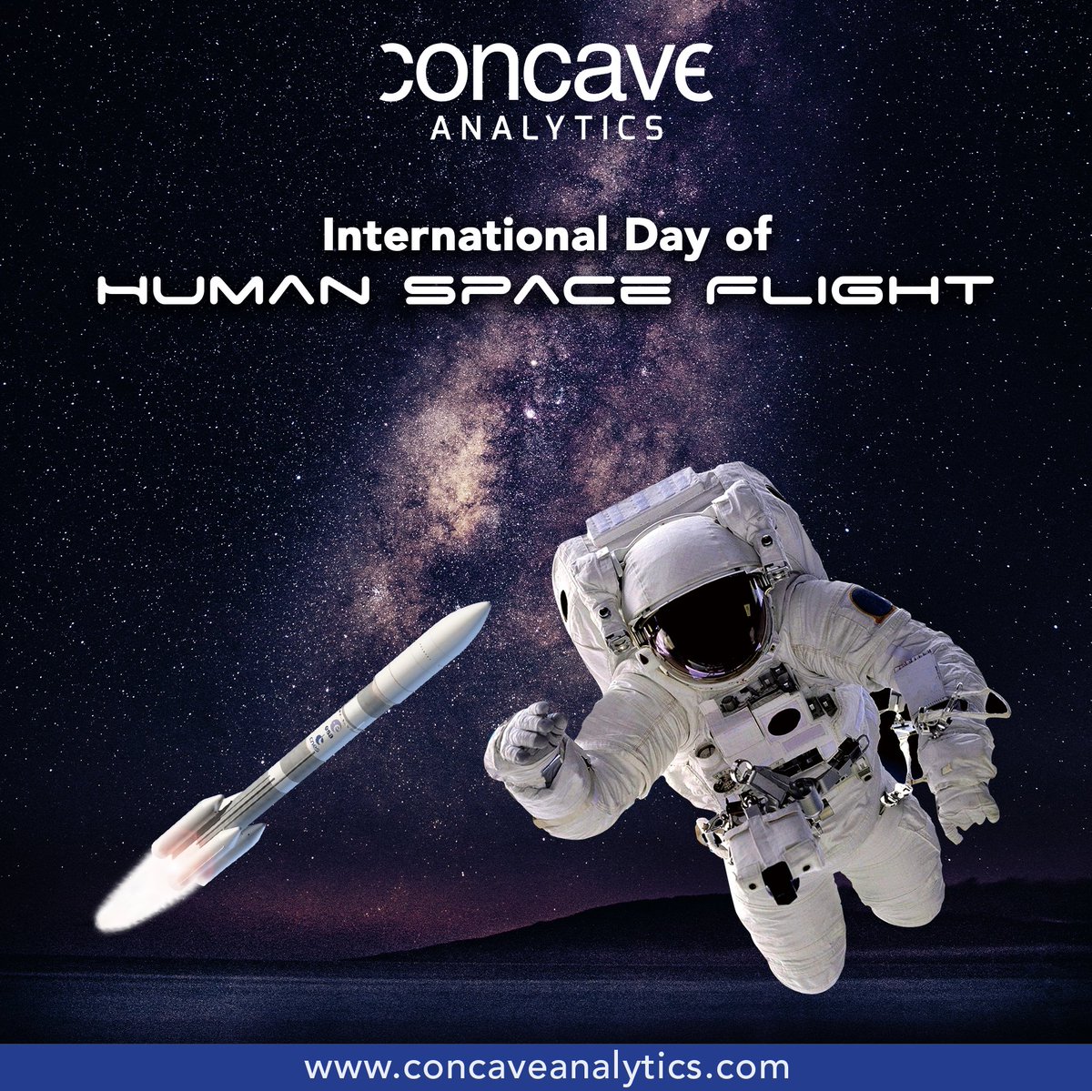 Today, we celebrate the incredible achievements of human space flight and the pioneers who dared to explore the cosmos. Let's honor their courage, passion, and unwavering spirit of discovery. 
#ConcaveAnalytics #HumanSpaceFlightDay