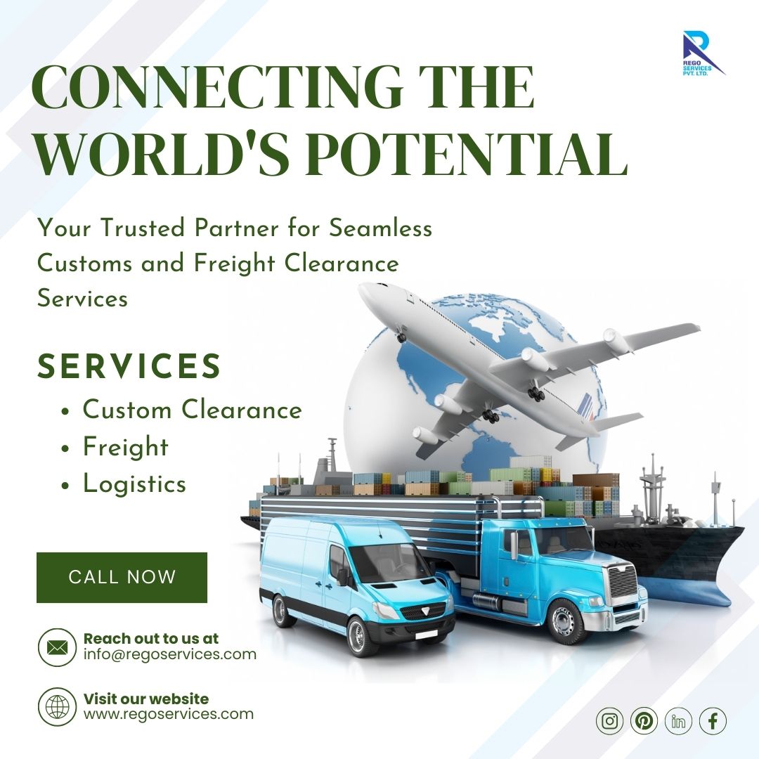 Importing goods shouldn't be a headache.  At Rego Services Pvt. Ltd., we navigate the complexities of #customsclearance and #freight #logistics with ease.  
Contact us today for a consultation.  #ImportSimplified #CustomsClarity #FreightForwarding