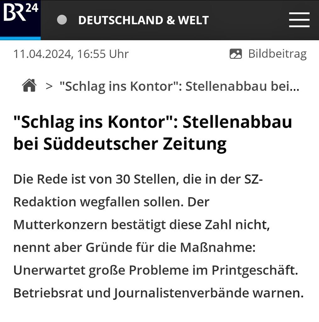 Ihr wollt doch gute Nachrichten? Als Journalismus getarnter Aktivismus lässt sich dauerhaft nur über Zwangsgebühren unter Haftandrohung finanzieren. br.de/nachrichten/de… t.me/Rosenbusch