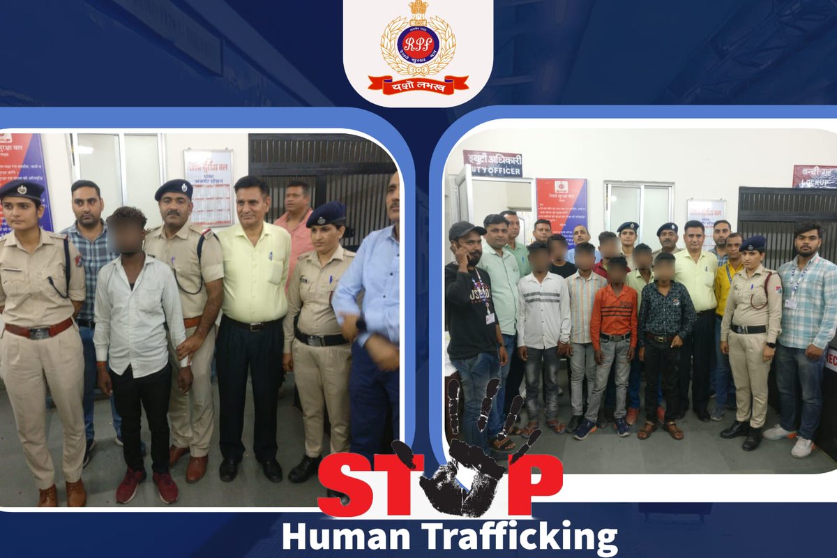 Unified Front against #HumanTrafficking !! Exemplifying the vital role of multi-agency coordination, #RPF Ajmer, along with #GRP, @CHILDLINE1098 and @KSCFIndia conducted successful operation in #Porbandar Express to free 7 minors from a trafficker. #OperationAAHT @RpfNwr
