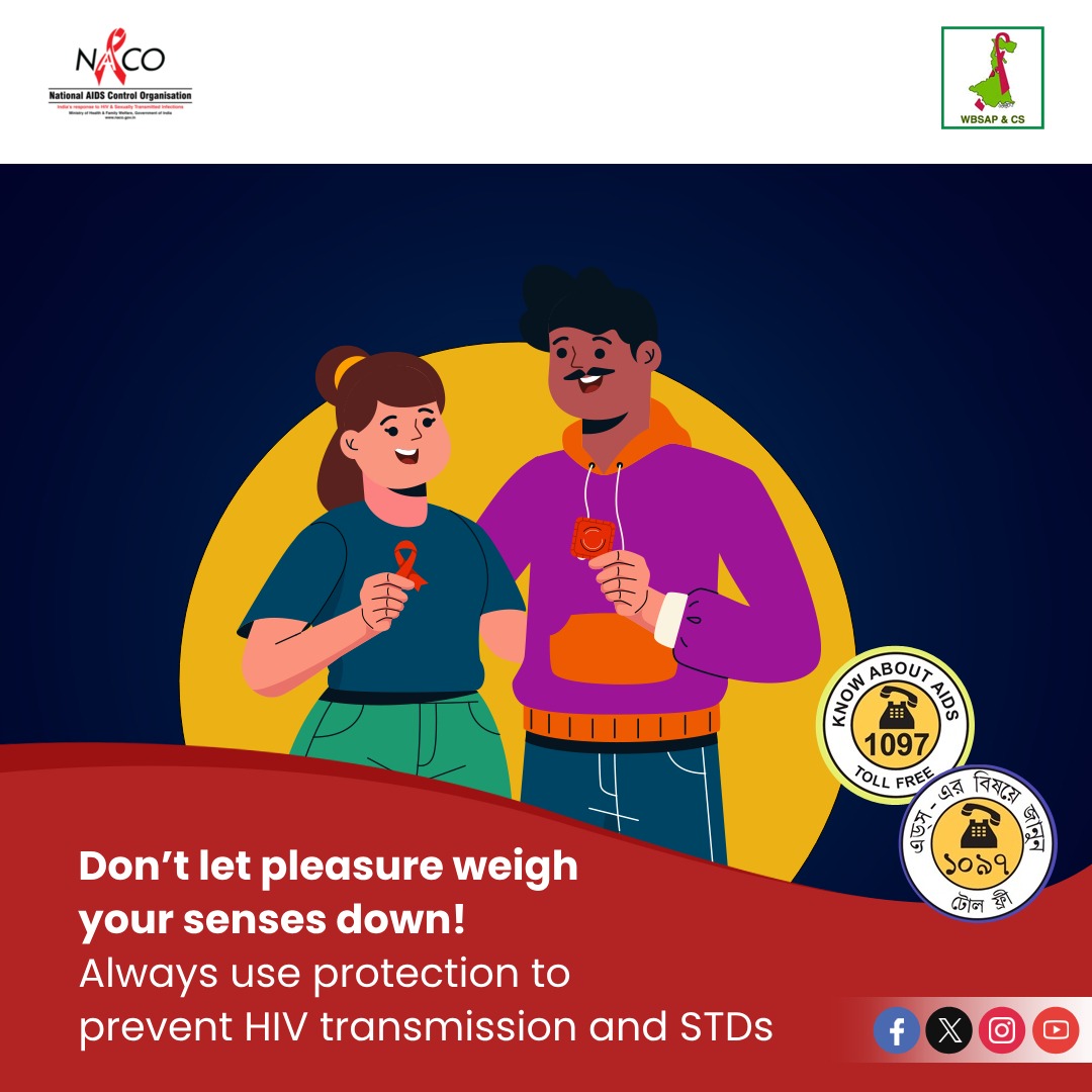 Prioritize safety in pleasure. Use protection consistently to prevent #HIV transmission. Make informed choices and safeguard your health.
#AIDS #hivaids #hivprevention #hivawareness #wbsapcs #hivpositive #health #aidsawareness #hivtesting #HIVFreeIndia #IndiaFightsHIVandSTI