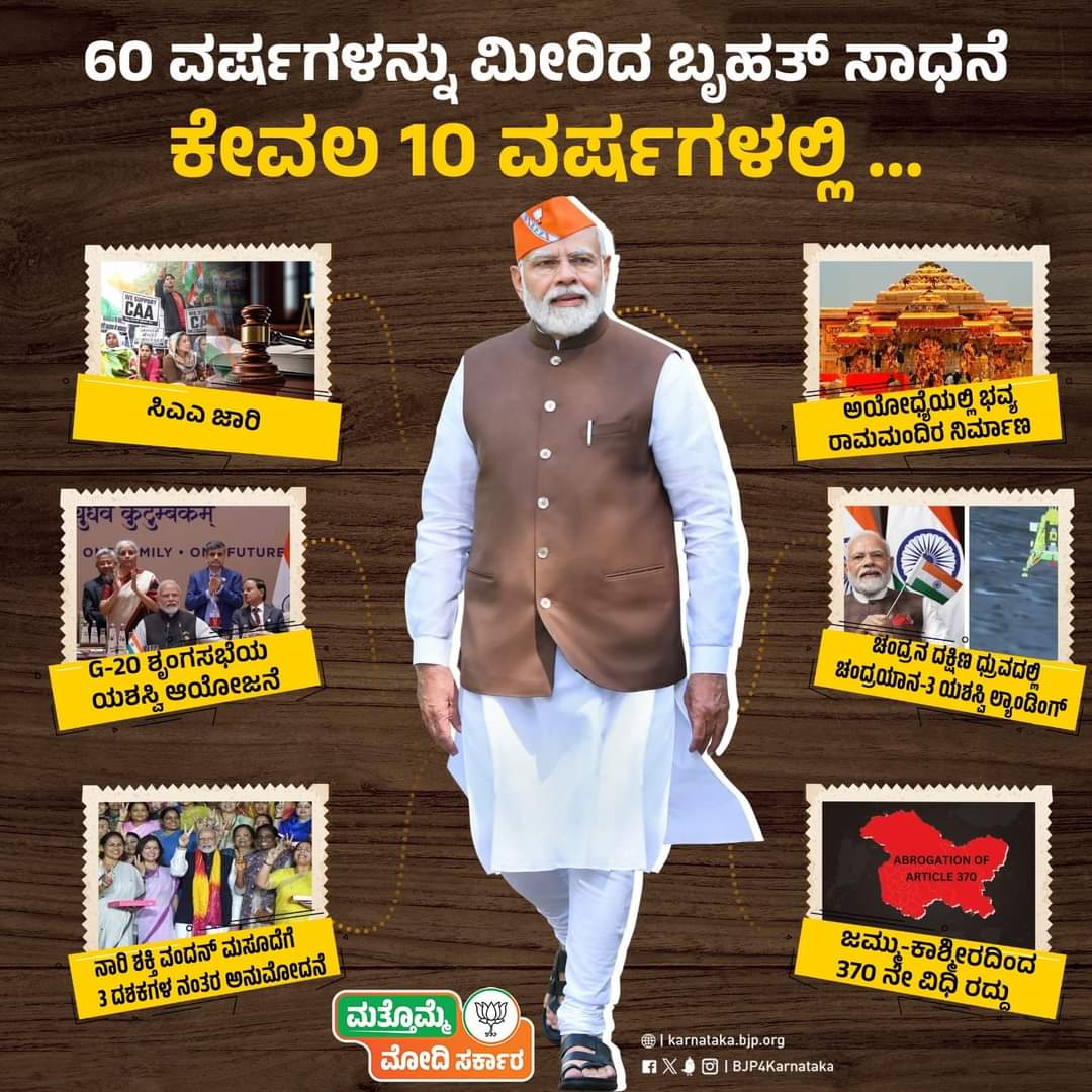 ಕೇವಲ ಹತ್ತು ವರ್ಷಗಳಲ್ಲಿ ಮೋದಿ ಸರ್ಕಾರವು 60 ವರ್ಷಗಳನ್ನು ಮೀರಿದ ಸಾಧನೆ ಮಾಡಿದೆ. ಹಿಂದಿನ ಸರ್ಕಾರ 6 ದಶಕಗಳಲ್ಲಿ ಮಾಡಲು ಸಾಧ್ಯವಾಗದ ಕಾರ್ಯಗಳನ್ನು ಮೋದಿ ಸರ್ಕಾರವು ಕೇವಲ 1 ದಶಕದಲ್ಲಿ ಪೂರ್ಣಗೊಳಿಸಿದೆ.
#PhirEkBaarModiSarkar
#AbkiBaar400Paar
#ಮತ್ತೊಮ್ಮೆಮೋದಿಸರ್ಕಾರ #ModiMattomme #ModiAgainIn2024 #OBCMorchaKarnataka