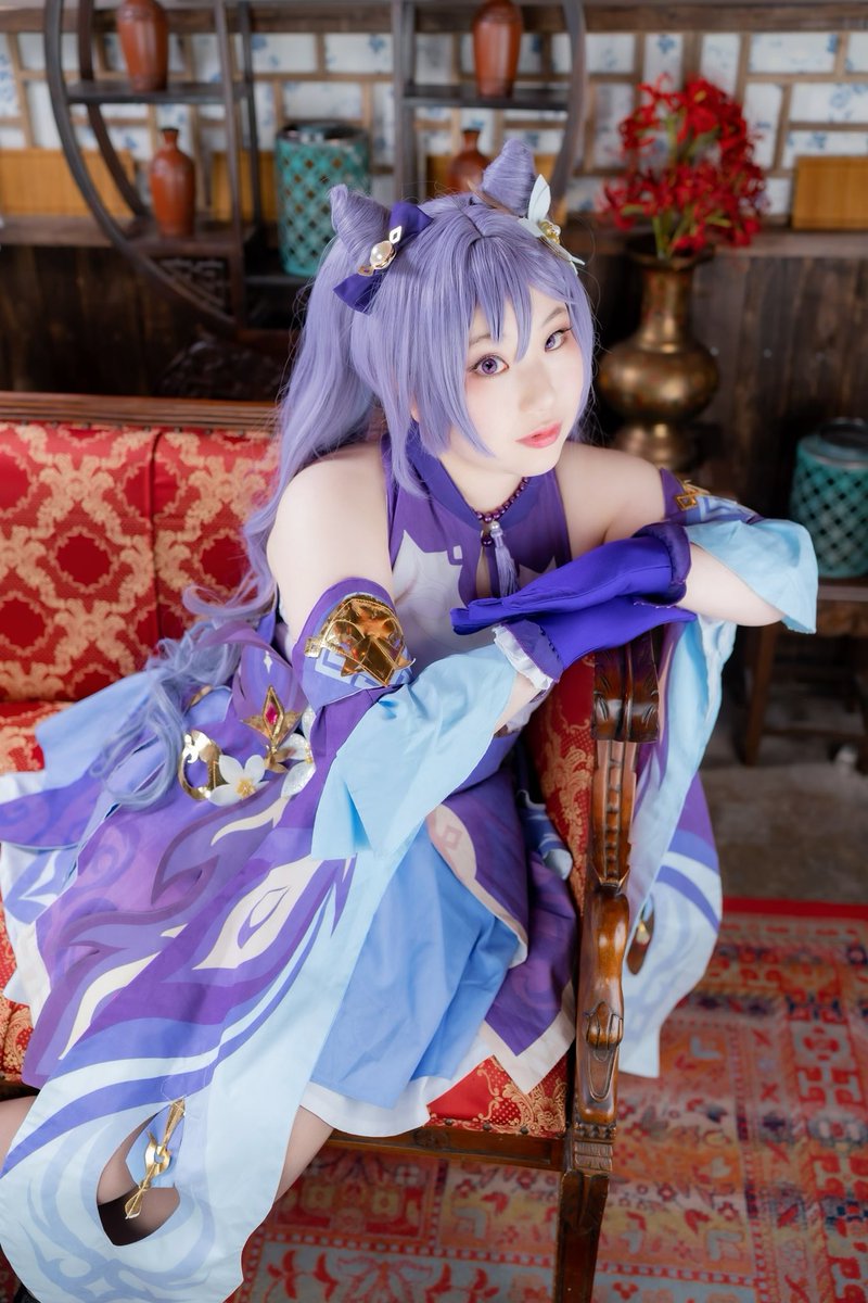 【⚠️cosplay】 ' 私は刻晴、璃月七星の「玉衝」よ。 変革の時は来た、 千年続いてきた秩序はついに終わる。 この歴史的瞬間を、 私と共に見届けるわよね？ ' 刻晴/原神 撮影:@AockyFromJapan さん #原神好きさんと繋がりたい #cosplay