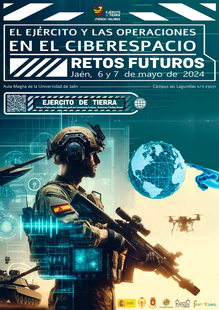 ¡Buenos días! Las Jornadas de #Retosfuturos del año 2024 se realizarán entre el 6 y 7 de mayo en la Universidad de Jaén @ujaen con el nombre de 'El Ejército y las Operaciones en el Ciberespacio'. ✅ Las Jornadas «#EjércitodeTierra y los retos futuros» son un foro de pensamiento…