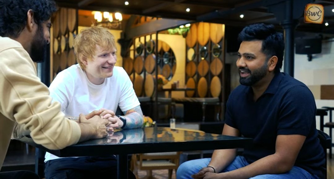 Ed Sheeran said 'All of my friends are into cricket so excited that I meet you, You are the guy man'. [To Rohit Sharma in BWC]