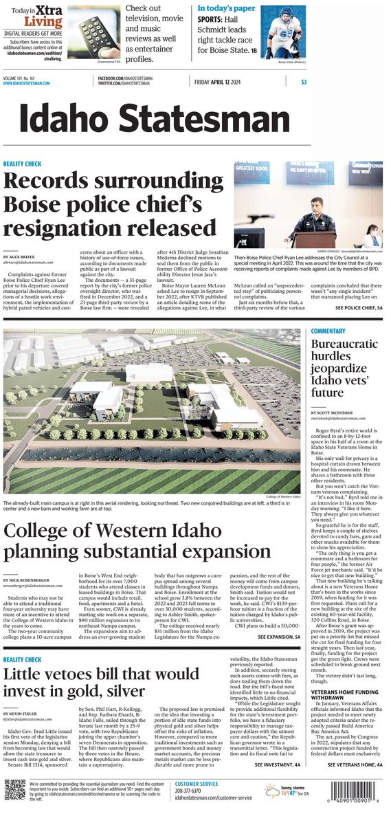 🇺🇸 Records Surrounding Boise Police Chief's Resignation Released

▫‘Forced out’? Reports detail variety of complaints against former Boise police chief
▫@alex_brizee
▫is.gd/9z6qcL

#frontpagestoday #USA @IdahoStatesman 🇺🇸