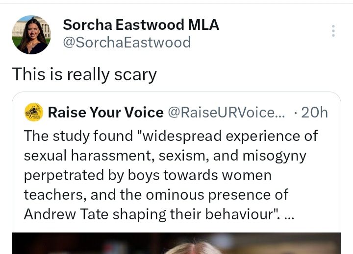 It is. And another thing that's really scary for women & girls are larping men in our spaces. A misogynistic lesbophobic ideology promoted by your party. And the incorrect stats that offending crimes from this are perpetrated by 'women'. 

Sit down Sorcha. #SexNotGender #GRIFTER