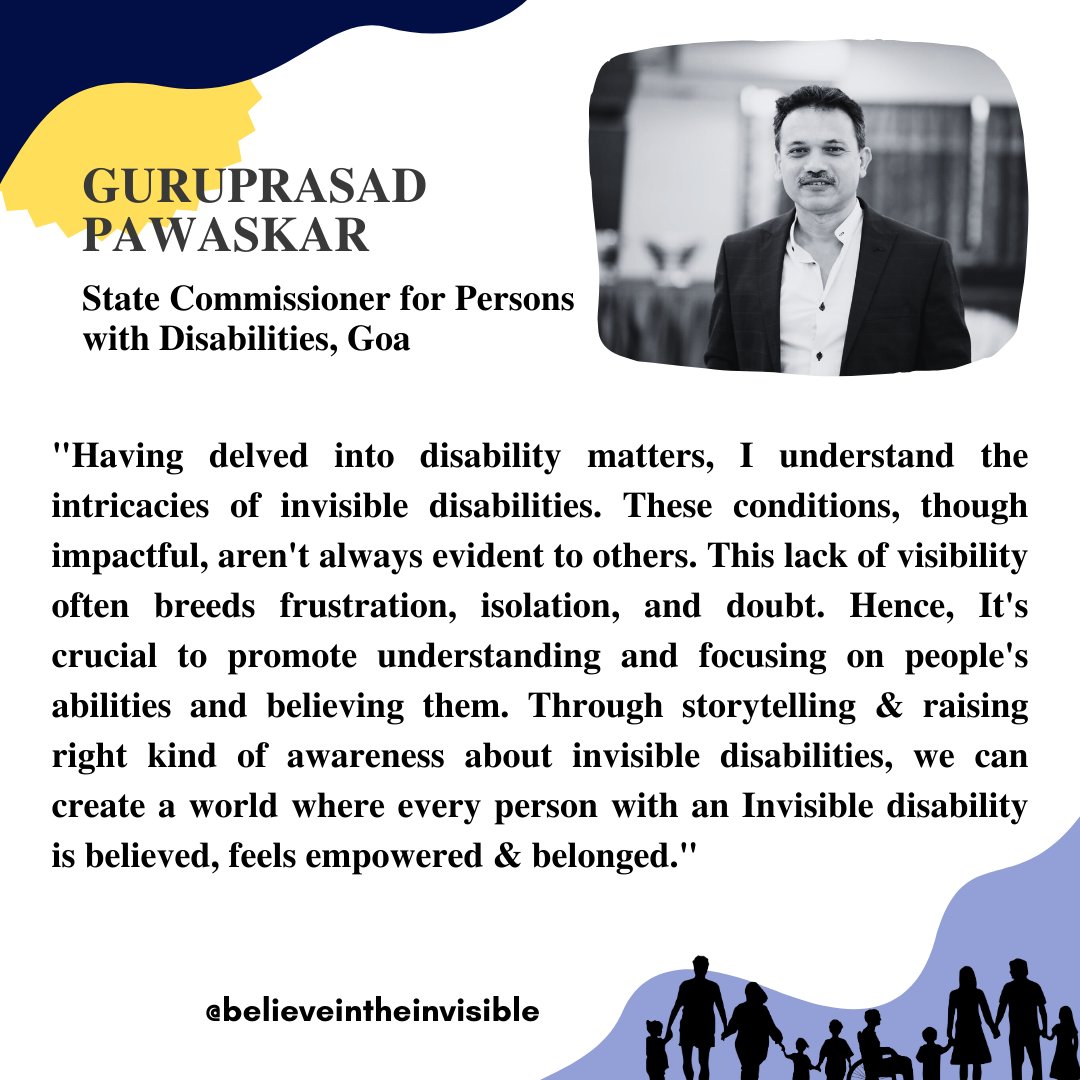 From stories to action, it's time to hear from our community's leaders like @gurupawaskar, @discommgoa who are advocate for #DisabilityInclusion & #SocialJustice for #PersonsWithDisabilities each day to #LeaveNoOneBehind. #InvisibleDisabilities #BelieveInTheInvisible @PIB_India