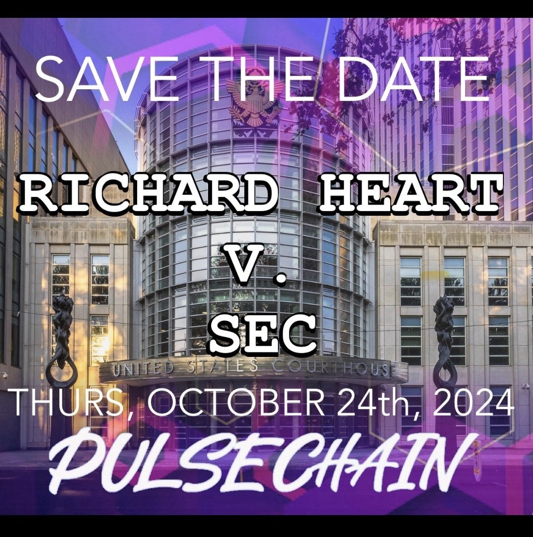 Graphics @StakeHEX5555

THERES POWER in Numbers 🦾
Hope You can make it

#Hex
#PulseChain 
#Defi
#NotASecurity 
#RichardHeart
location info: 
Thursday, October 24th ‘Richard Heart v. SEC’ Meetup
Eastern District of New York courthouse:
225 Cadman Plaza E, Brooklyn, NY 11201
lolz