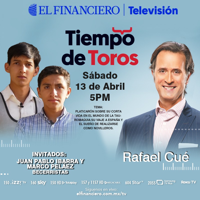 #TiempoDeToros | Desde Rancho Seco, #Tlaxcala, @rafaelcue conversa con los jóvenes becerristas Juan Pablo Ibarra y Marco Peláez, promesas que buscan ser toreros. ¡No te lo pierdas! Este sábado en punto de las 5 p.m. por #ElFinancieroTV ➡️ bit.ly/3hPyG9M