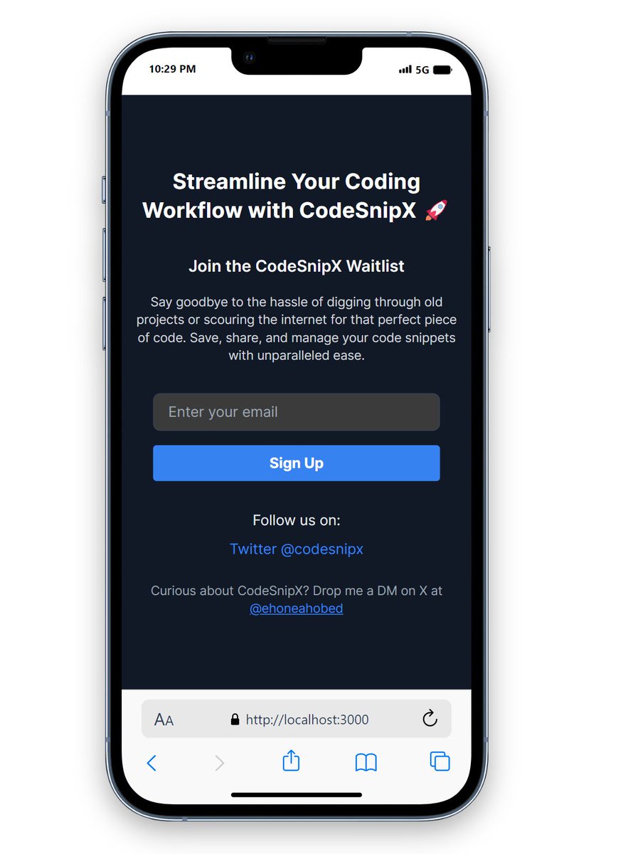 ehoneahobed's tweet photo. Day 30 of #100DaysOfALXSE 

Very excited about the progress so far:

- I designed the landing page of @codesnipx in Figma
- Worked on a simple waitlist registration page
- Deployed project to Vercel 
- Connected the domain name to it

#vercel  makes the whole process seamless and I love how easy they make things.
- They offer DNS management and also install SSL certificate automatically when you connect your domain.

Waiting for the DNS propagation to complete. Will you like to try out @codesnipx?

#buildinpublic #100daysofcodechallenge