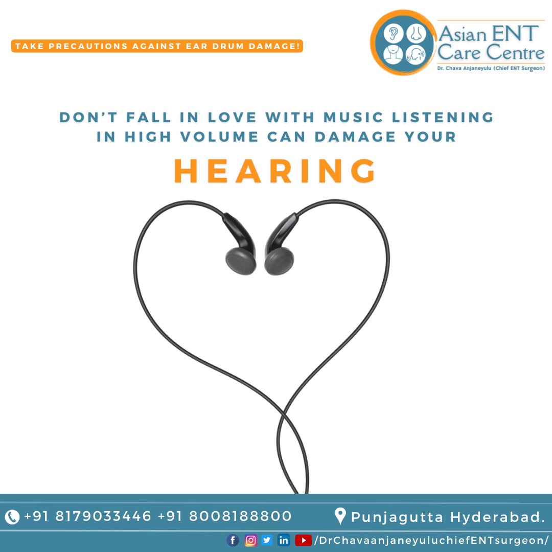 #HearingHealth #EarDamage #MusicLovers #EarDrumDamage #ENTSpecialist #Hyderabad #ExpertCare #Healthcare #EarHealth #AsianENTCareCentre #DrChavaAnjaneyulu #TopDoctor #HealthTips #ProtectYourEars #VolumeControl #ENTClinic #Precautions #EarProtection #HealthyHearing #EarCare