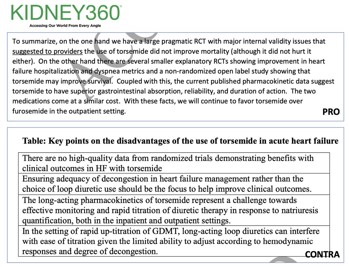 ¿Torasemida vs Furosemida en la IC? - Debate en @ASNKidney360 - journals.lww.com/kidney360/page… - ¿Cuál es tu opción? o se trata de una mera frivolidad y lo único importante es tratar de acuerdo a las guías clínicas. @SOMANEorg @SENefrologia #Nefro_8_01