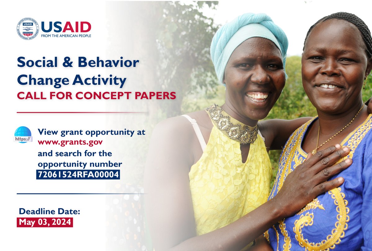 📢 An opportunity to work with @USAID! We are seeking applications from qualified organizations to implement the USAID Kenya and East Africa Social and Behavior Change Project. Get more details here⏬ grants.gov/search-results…