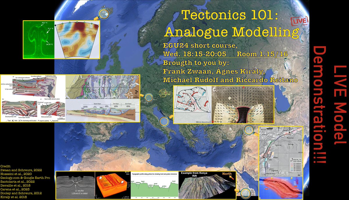 geozwaan's tweet photo. 📢 Wanna know more about analogue modelling of tectonic processes during @EuroGeosciences #EGU24? 

We will organize a short course (including a live demonstration) for you!😃

Tectonics 101: Analogue Modelling
Room 1.15/16 
Wed 17 Apr, 18:15–20:05

Link: https://t.co/Ubvb8MKfaQ https://t.co/1IgrFdKFLJ