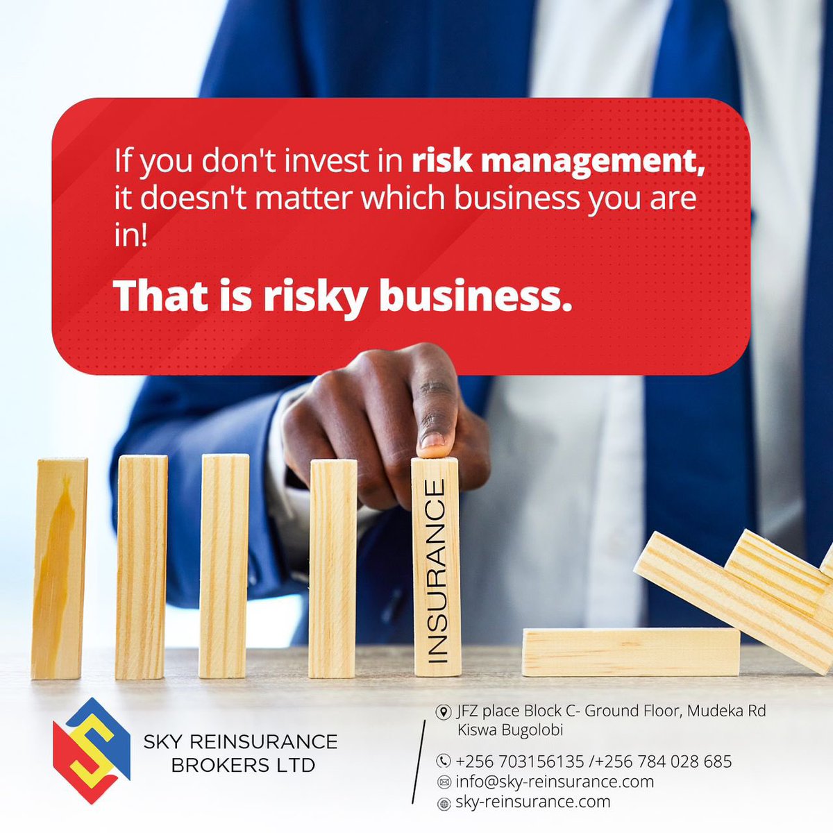 It’s risky business not to invest in risk management for your establishment! Talk to us for your customized risk management needs 👌🏽 #RiskManagement