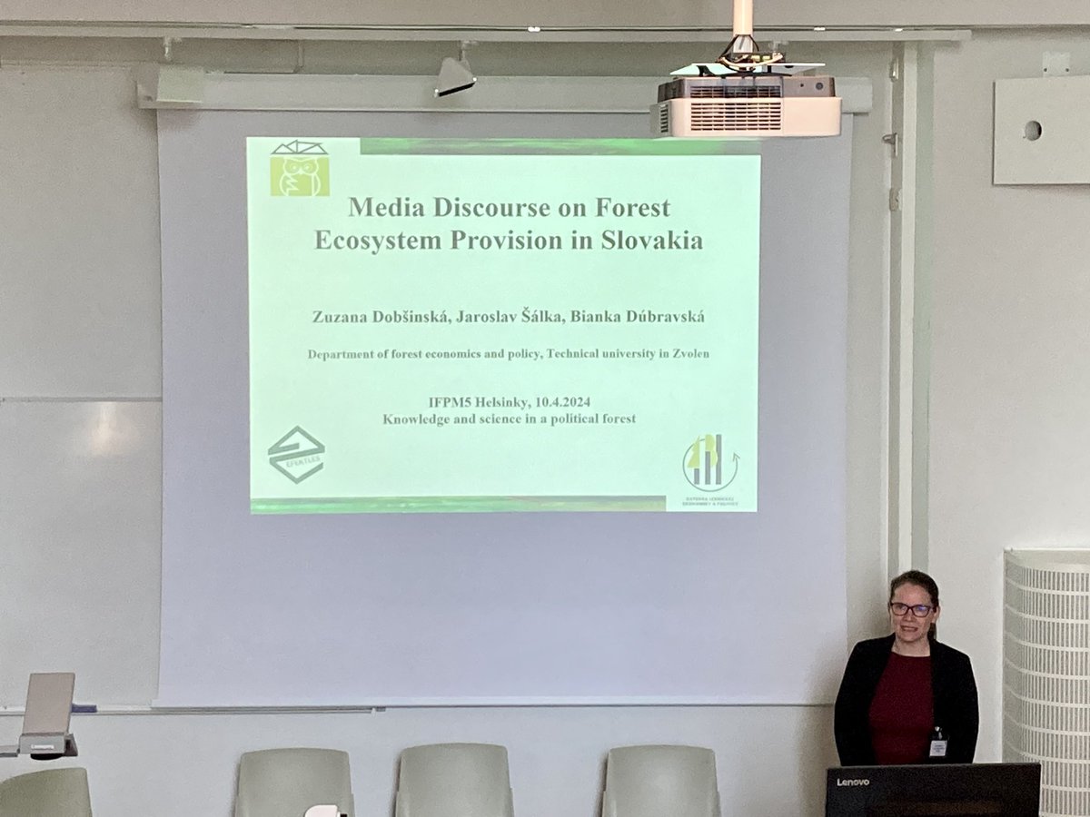 Our Zuzana Dobsinska talking about #media #Discours on #forest ecosystem provision in #Slovakia at #IFPM5 in Helsinki
