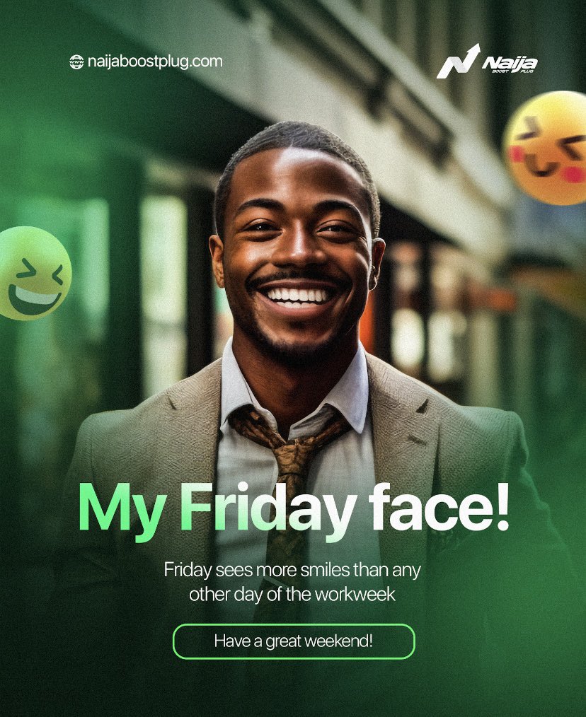 Happy Friday, Naija Boost Plug community! 🎉 Let's jumpstart your weekend with the latest deals and trends in town. From fashion to tech and lifestyle, we've got everything covered. Embrace the weekend vibes with Naija Boost Plug, where we handle all your social media page and