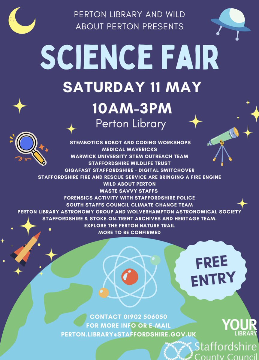 Wolverhampton Astronomical Society have a stand at this science fair, come along and say hello 🌙⭐️