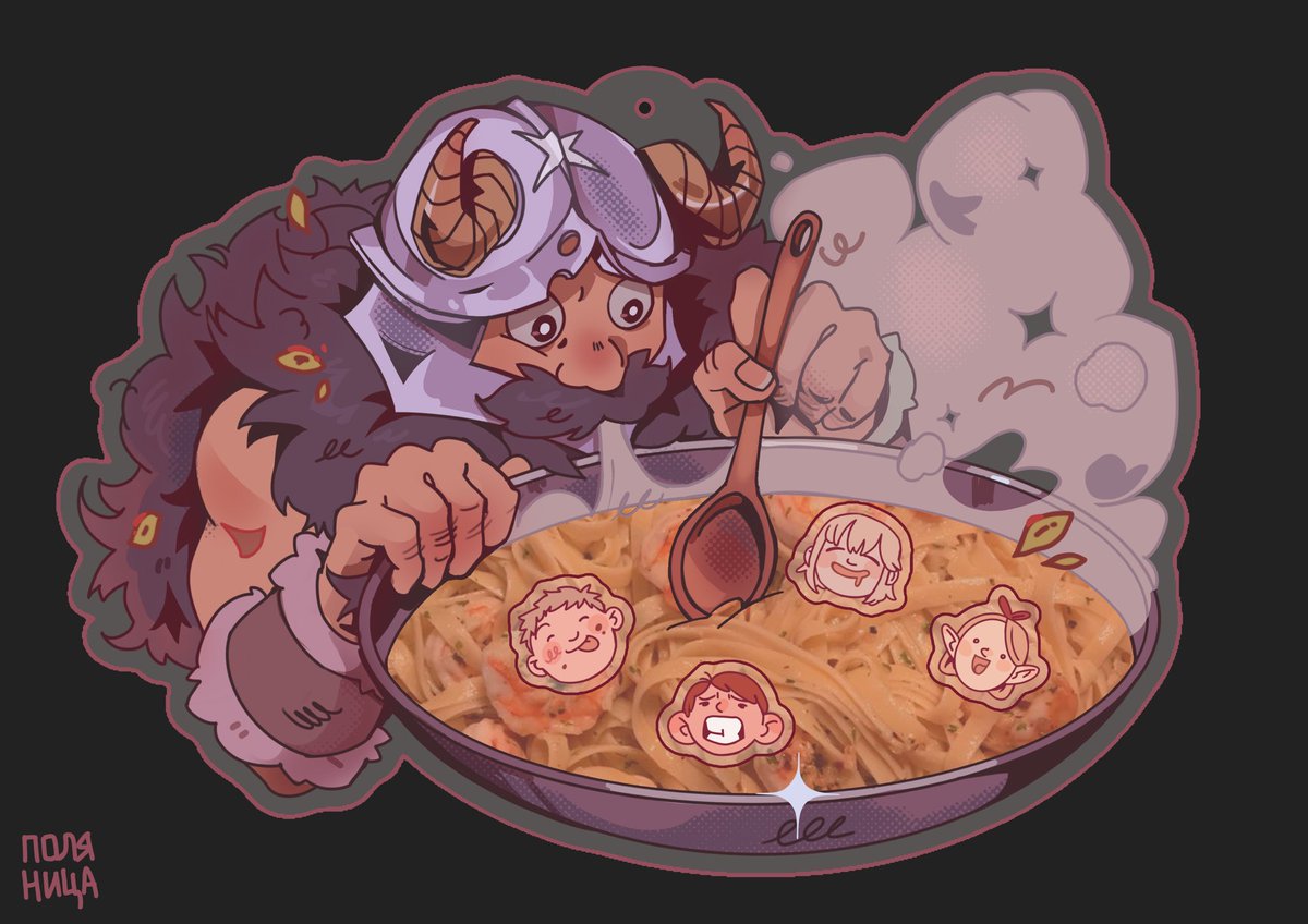 Hello? Senshi fans on the line? I made this mock-up of a shaker keychain. The main idea is that you can point the keychain at the food and imagine that Senshi cooked it 😭😭 #dungeonmeshi #dungeon_meshi #senshi #laios #flin #marcilledonato #Marcille