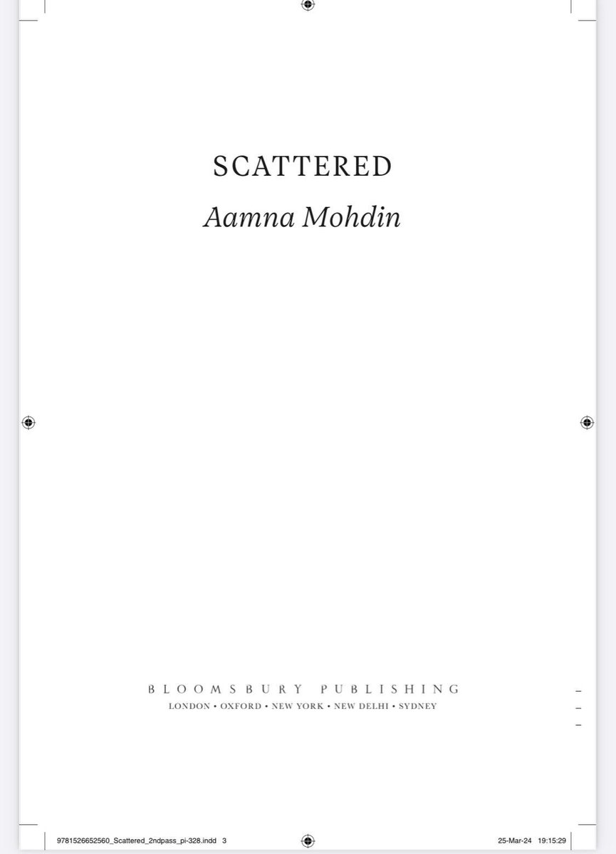 Excited to get an advanced (e)copy of this one - @aamnamohdin's 'Scattered', which I think publishes in June. Thank you @BloomsburyBooks for sending it. Also happy birthday (for yesterday) to Aamna! bloomsbury.com/uk/scattered-9…