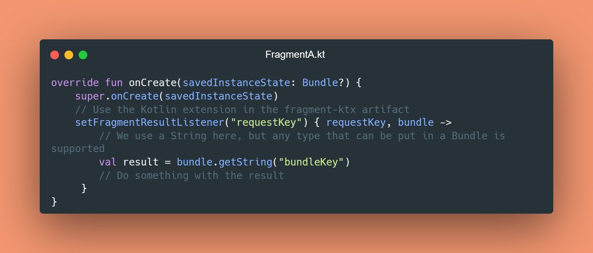 KaushalVasavaIn's tweet image. How do we get results back from the child-to-parent fragment?
-> FragmentA.kt and FragmentB.kt files show navigate back with result in normal navigation with fragment manager commit, replace method.
#android #androidinterviewquestion #kotlin #kotlindev #androiddev