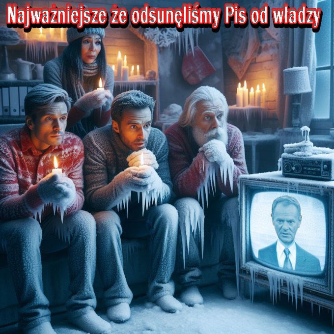 Szafarowicz2001's tweet photo. 5% VAT na żywność, skok cen energii nawet o 80%, szykowany unijny podatek ETS2 na transport (paliwo + 50gr) i budownictwo (ogrzewanie domu jednorodzinnego nawet + 7000 zł rocznie), łączny koszt Zielonego Ładu 32 tysiące zł rocznie dla pracującego Polaka…

I tylko blask Słońca Narodu, bijący z ekranu TVNu może ogrzać nasze zziębnięte i wątpiące w mądrość Unii serca i dusze 🥶