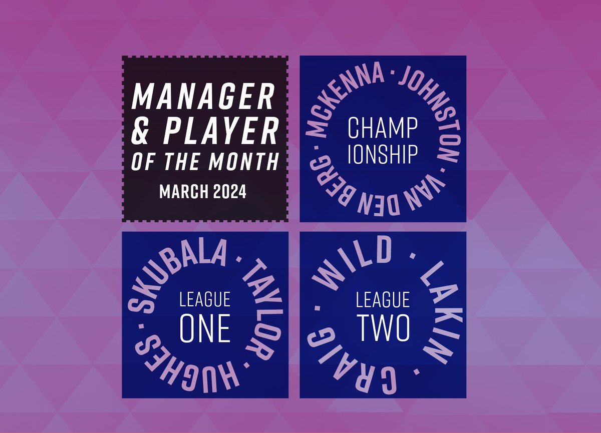 Congratulations to all of the EFL monthly award winners for March! 🏆 Here’s a link to last week’s article containing the NTT20 award winners, along with the all-important reasons behind our selections…👇 ntt20.com/p/manager-and-… #EFL