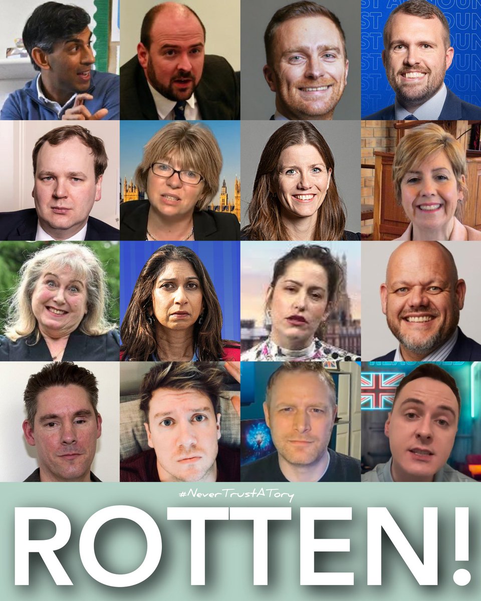 🚨 They've had plenty to say about @AngelaRayner this past week or so - but stayed VERY silent about some of their own who have hit the headlines for all the wrong reasons. TIME TO GET RID of this rotten lot. #GeneralElectionN0W #FollowBackFriday #ToriesOut645 #ToryScum