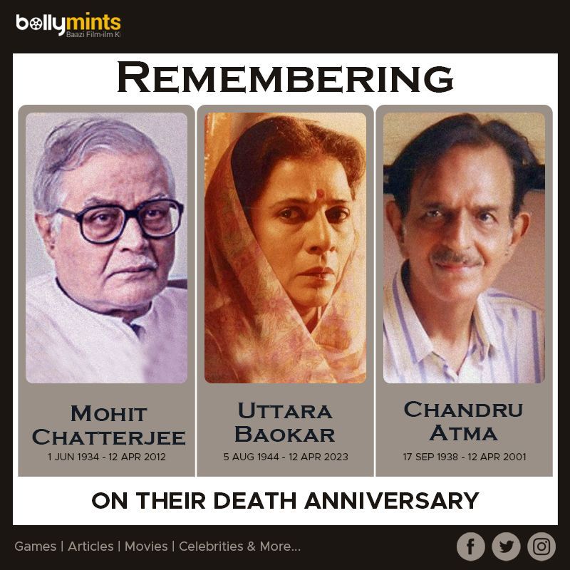 Remembering #MohitChatterjee Ji, #UttaraBaokar Ji & #ChandruAtma Ji On Their #DeathAnniversary !
