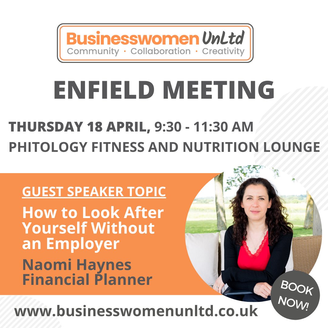 There are many advantages to running your own business, but it can take its financial toll - come along to our next Enfield meeting and hear from our guest speaker on How to Look After Yourself Without an Employer! businesswomenunltd.co.uk/events/enfield… #BusinessWomenUnLtd