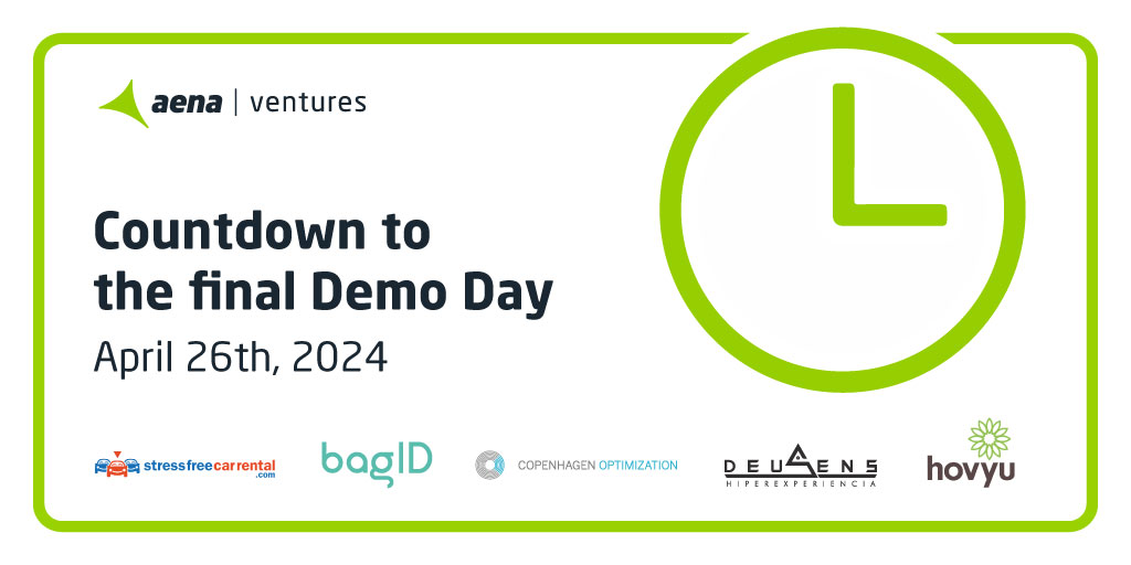 The final #DemoDay is approaching! On April 26th, the winning #startups of this second edition of #AenaVentures and the @aena  mentors will present the results of the pilots developed during the acceleration phase. Much encouragement to all with the final sprint of the program!