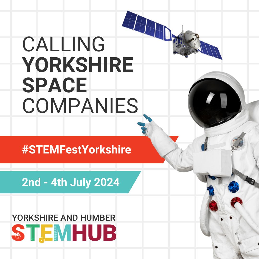 🚀 Calling all #Space companies across #Yorkshire & #Humber! Join us to educate & inspire the next generation at #STEMFest. Exhibit & make a difference to hundreds of children & contribute to a brighter future for the #Space #Industry! Find out more: eventbrite.co.uk/e/stemfest-yor…