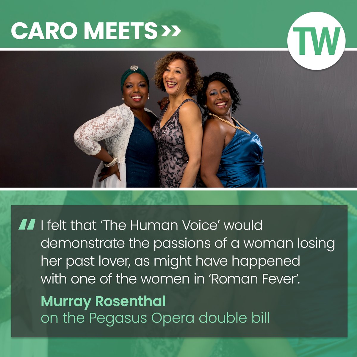 This week Caro Meets Philip Hagemann and Murray Rosenthal to discuss Pegasus Opera’s latest double bill of ‘Roman Fever’ and ‘The Human Voice’: bit.ly/4at5jjJ @PegasusOpera