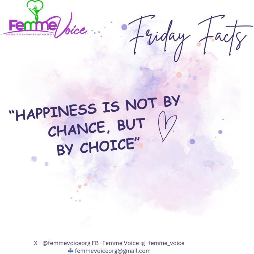 We need to realize that happiness is a choice and that we have to choose it every day on purpose. Happy people are not held hostage by their circumstances, and they do not seek happiness in people or wealth.#fridayfacts #happypeople #happinessisachoice