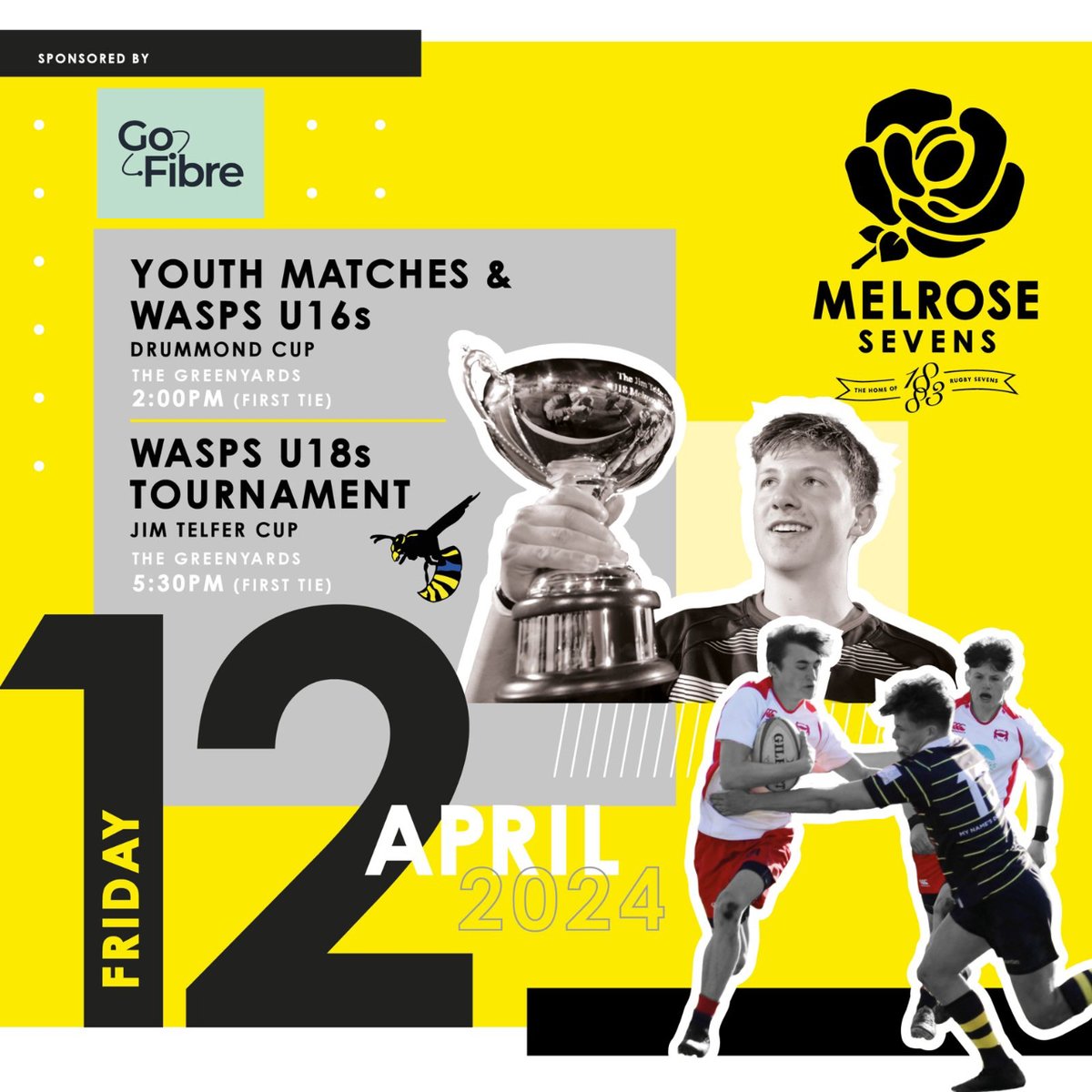Pop along to the Greenyards today and watch the future stars take to the pitch! ⭐ Tickets are available on the gate. #melrosesevens2024 #youthrugby #homeofsevens #eventsintheborders #eventsinscotland #scottishborders #homeofrugbysevens #scottishbordersevents #scottishrugby