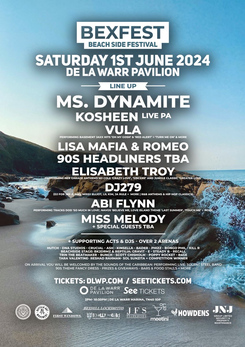 ☀️ BEXFEST BEACH FESTIVAL 2024 ☀️ Tickets are selling FAST so don’t miss out! 🎫 TICKETS 👉🏼 dlwp.com/event/bexfest2… This year is 90s FANCY DRESS THEME! Prizes & Giveaways for best dressed! 🥳 🌊 LINE UP BELOW🌊